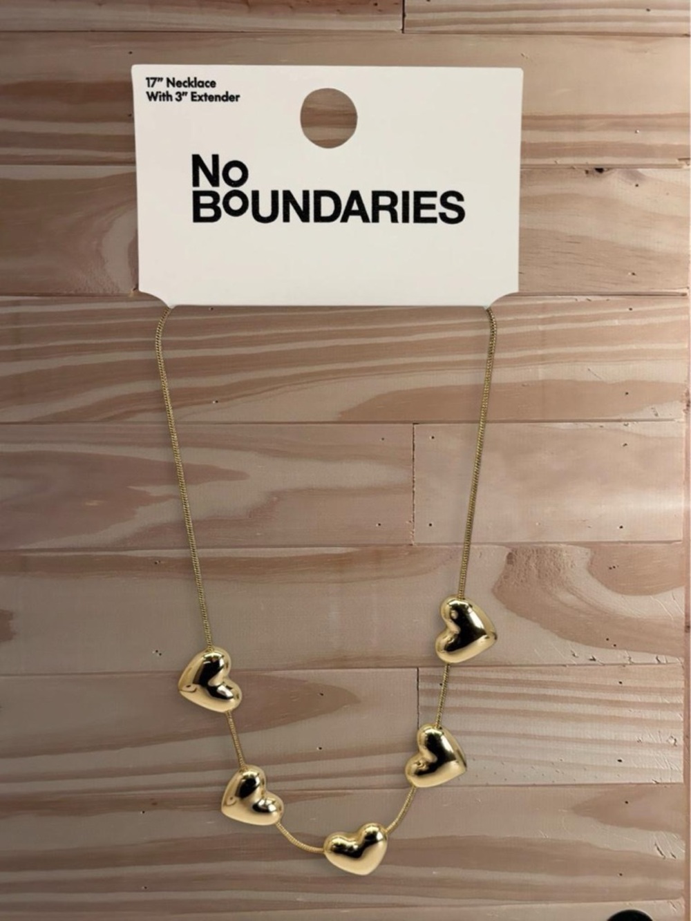No Boundaries Gold-Tone Bubble Heart Station Necklace, Women’s.